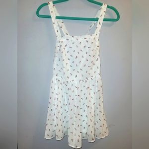 🌹Forever 21 White Rosebud Print Apron Style Romper W/Adjustable Straps Sz Small